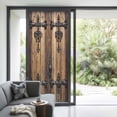 thumbnail image 3 of Rustic Wooden Door Privacy Window Film,Decorative Frosted Glass Window Film,Brown Black Farmhouse Country Vintage Reusable Peel and Stick Static Cling for Home Bathroom Office Glass Door 35.4"x78.7", 3 of 8