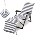 thumbnail image 1 of Beach Chair Cover, Beach Chair Cover for Pool, Terrace, Garden, Chaise longue cover with pocket (grey), 1 of 6