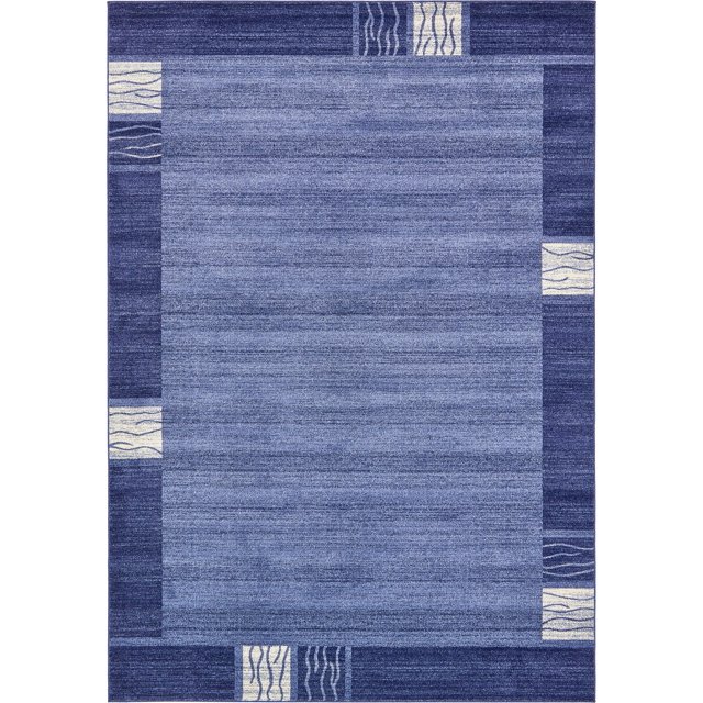 Unique Loom Del Mar Collection Contemporary Transitional Area Rug, 8' x 11' 4", Navy Blue/Ivory