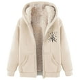 thumbnail image 2 of Cutuoiiu Women's Christmas Pattern Fleece Hoodie Soft Sherpa Lined Coat with Drawstring Hood and Full Zip Gifts, 2 of 5