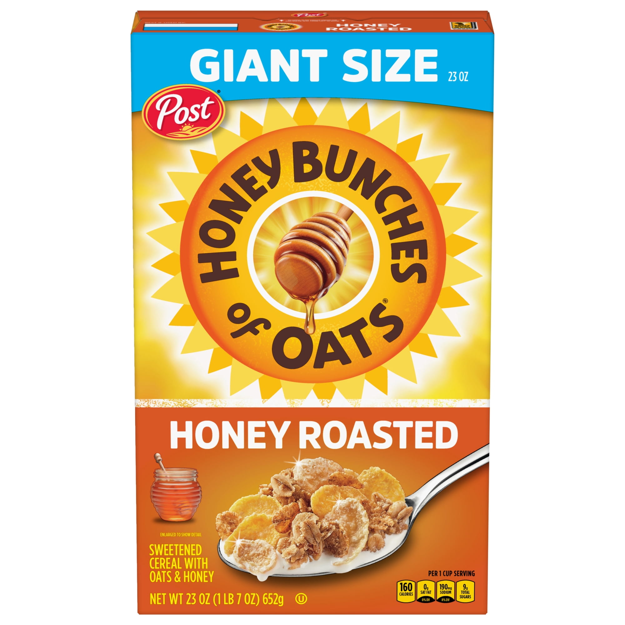 Honey Bunches of Oats Honey Roasted, Heart Healthy, Low Fat, made with Whole Grain Cereal, 23 Ounce