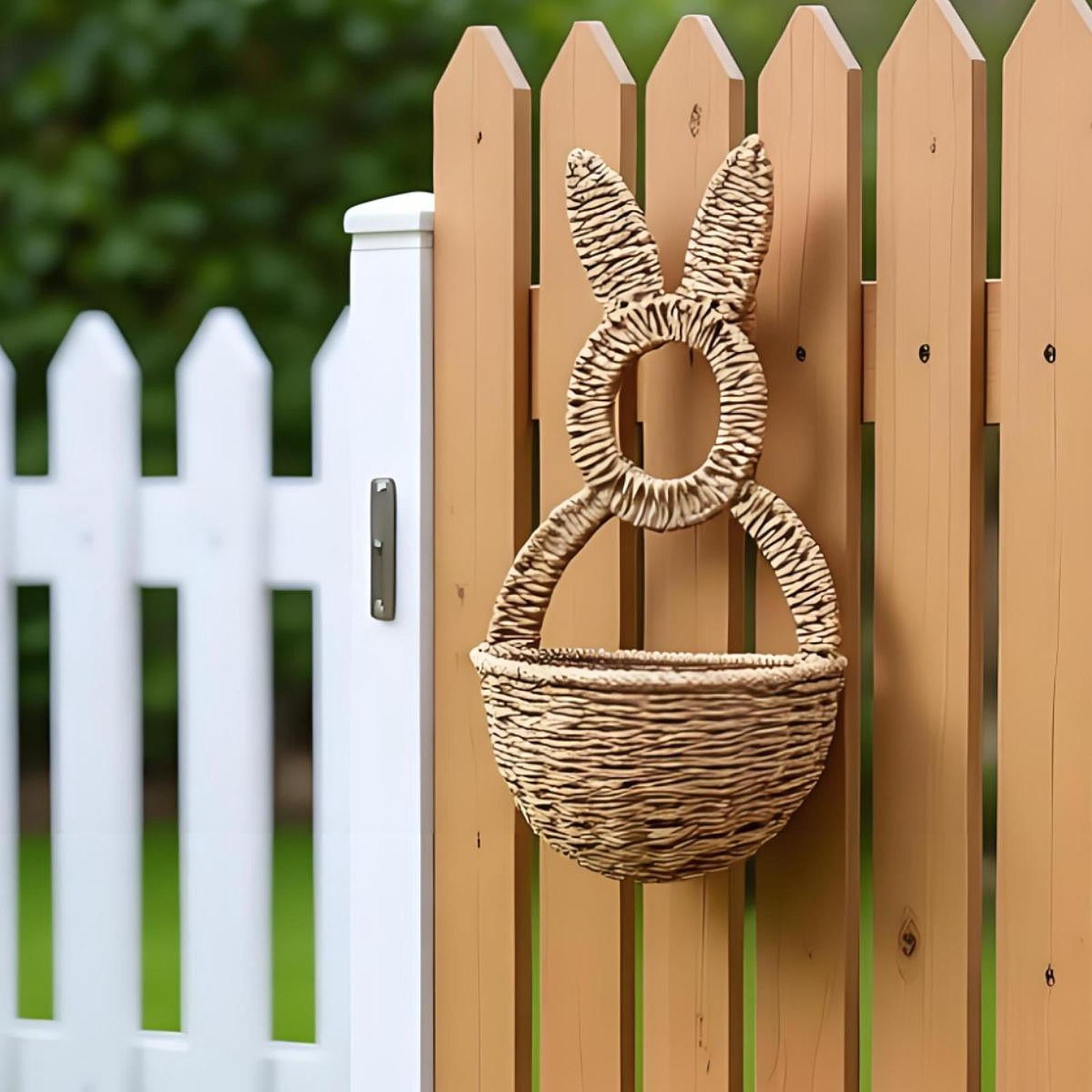 kowaku Bunny-woven Basket, Easter Basket, Multifunctional, Rustic, for Hanging, Wall Pocket for Flowers And Eggs, for Festive Occasions, Entrance Area