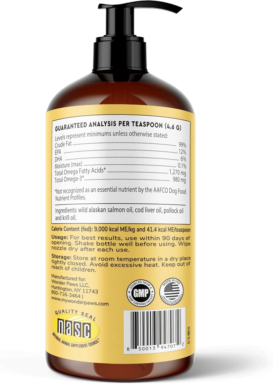 Fish Oil for Dogs-Omega 3 from Salmon, Cod & Krill – Skin, Immune, Joint & Heart Support – 16 oz