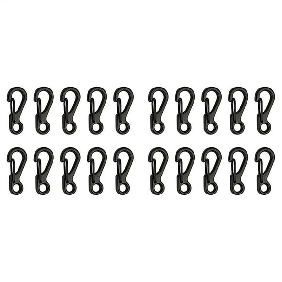 20X Mini Clip de Mosquetón de Aleación, Pequeños Mosquetones con Gancho de Resorte para Mochila, Llaveros, Accesorios (Negro)
