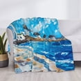 thumbnail image 3 of Fotbe Greek Island Windmills Painting Manta de Franela con Estampado, Manta Ultrasuave para Cama, Sofá, Auto, Hipoalergénica y Antibolitas-50"x40", 3 of 6