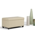thumbnail image 3 of Amelia 33 inch Wide Transitional Storage Ottoman Bench in Satin Cream Vegan Leather, 3 of 11