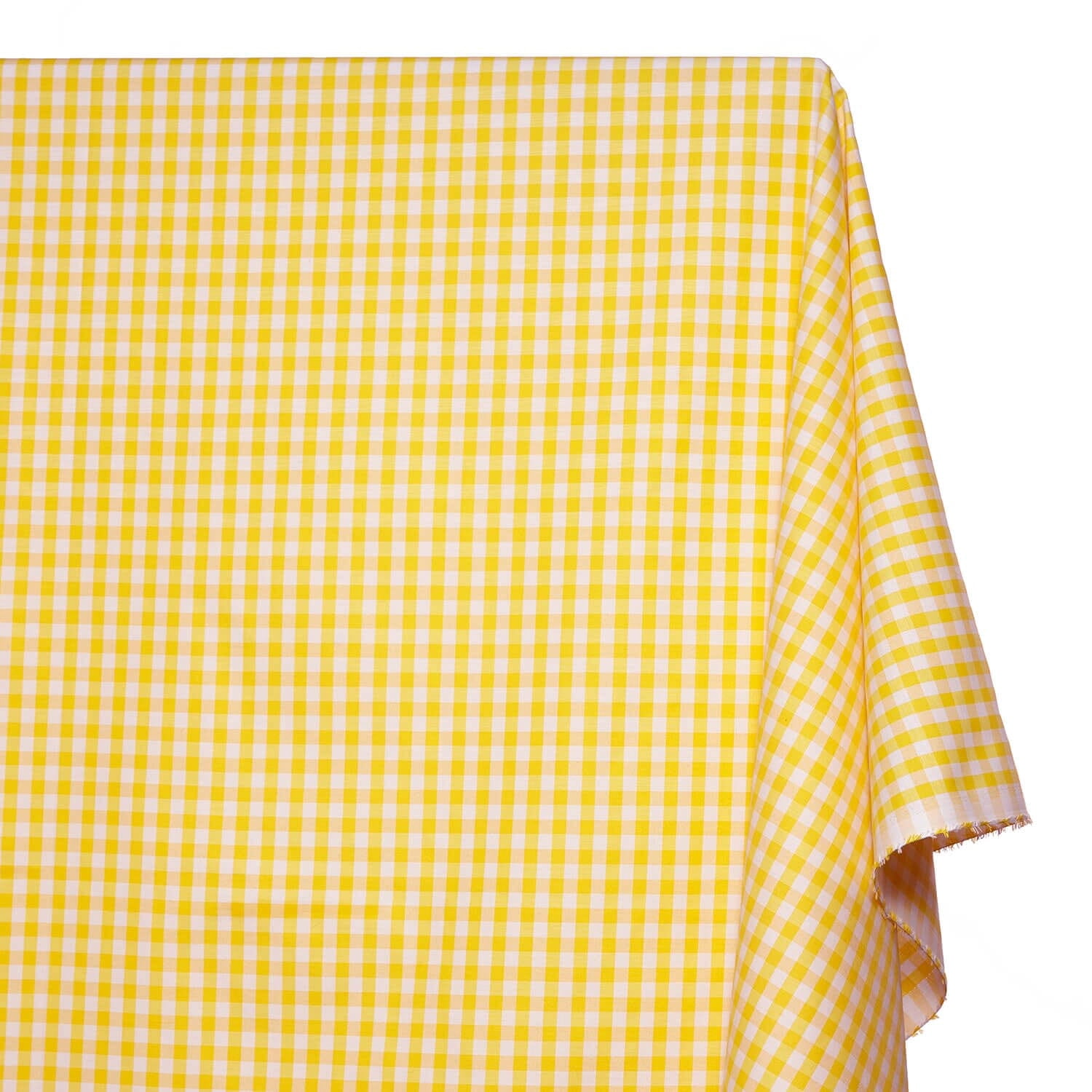 7 mm Gingham Checkered Lightweight Plaid Polyester Cotton Poplin Fabric By The Yard - For Sewing Apparel, Accessories, & Décor - Yellow (5 Yards)