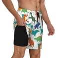 thumbnail image 3 of Haiem Colorful Dinosaur Mens Swim Trunks with Compression Liner 2 in 1 Swimming Shorts Stretch Swimwear Quick Dry,Board Shorts-XX-Large, 3 of 9