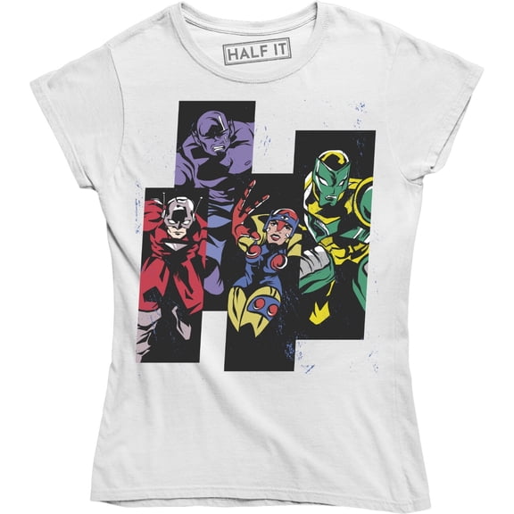 Strongest 4 Superheros Illustration Vintage Women'S T-Shirt Tee All Size S-5XL