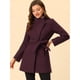 thumbnail image 2 of Abrigos Largos Con Cinturón De ManLarCon Cuello Alto Elegante De Invierno PaMujer rojo púrpuoscuro S, 2 of 5