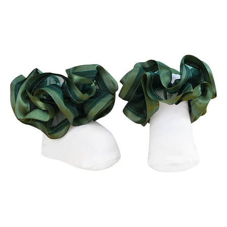

BIZIZA Toddler Baby Sock Ruffle Ruffle Solid Color Cotton and Silk Winter Socks Casual for 0-10Y Kids Green S