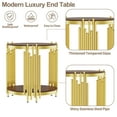 thumbnail image 2 of Holaki Round Glass End Table, Modern Gold Living Room Table with Stainless Steel Irregular Leg, Small Sofa Side Table Coffee Tables for Home Office, Dark Brown/19.69", 2 of 5