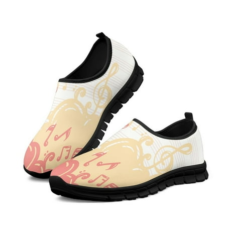 Women Flat Music Notes Lightweight Spring Autumn Breathable Casual Walking Sneakers Breath Mesh Shoes Loafers