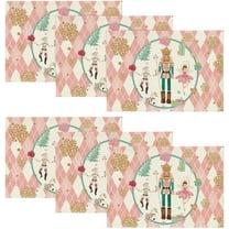 mubwai Diamond Plaid Nutcracker Snowflake Christmas Placemats Set of 6, 12x18 Inch Seasonal Winter Table Mats for Party Kitchen Dining Decoration