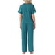 thumbnail image 3 of INSPIRAR CHIC Pijamas de Satén para Mujeres, Camisa de Manga Corta de Seda con Cuello en V y Pantalones Largos, Conjunto de Ropa de Casa Suave M Verde Pavo Real, 3 of 6