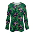 thumbnail image 6 of Lumtrix Mardi Gras Long Sleeve Shirt For Women Mask Graphic Pullover Tops Crew Neck Casual Holiday Tops Green M, 6 of 6