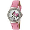 Disney Women's Minnie Mouse Strap Watch, Pink Simulated Leather Strap