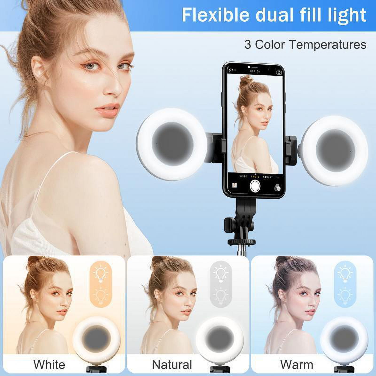 New 6 in 1 Selfie Stick With Fill Light, 67" Phone Tripod & Wireless Remote Page Turner,Bluetooth Camera Video Recording Remote,Music Control, for iPhone ,iPad ,iOS,Android