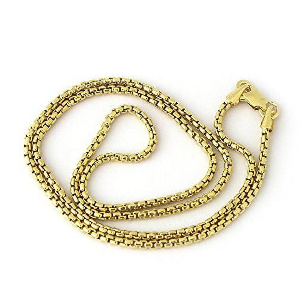 14k REAL Yellow or White SOLID Gold 1.7mm Shiny Round-Box Chain Necklace for Pendants and Charms with Lobster Claw Clasp (for Men, Women or unisex Jewelry) (16" 18" 20" or 24 inch)