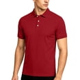 thumbnail image 2 of COSFO Big and Tall Polo Shirts for Men Short Sleeve Red Ribbed Knit Casual Shirts Golf Pullover Collared Business Classic Fit Tops, 2 of 5