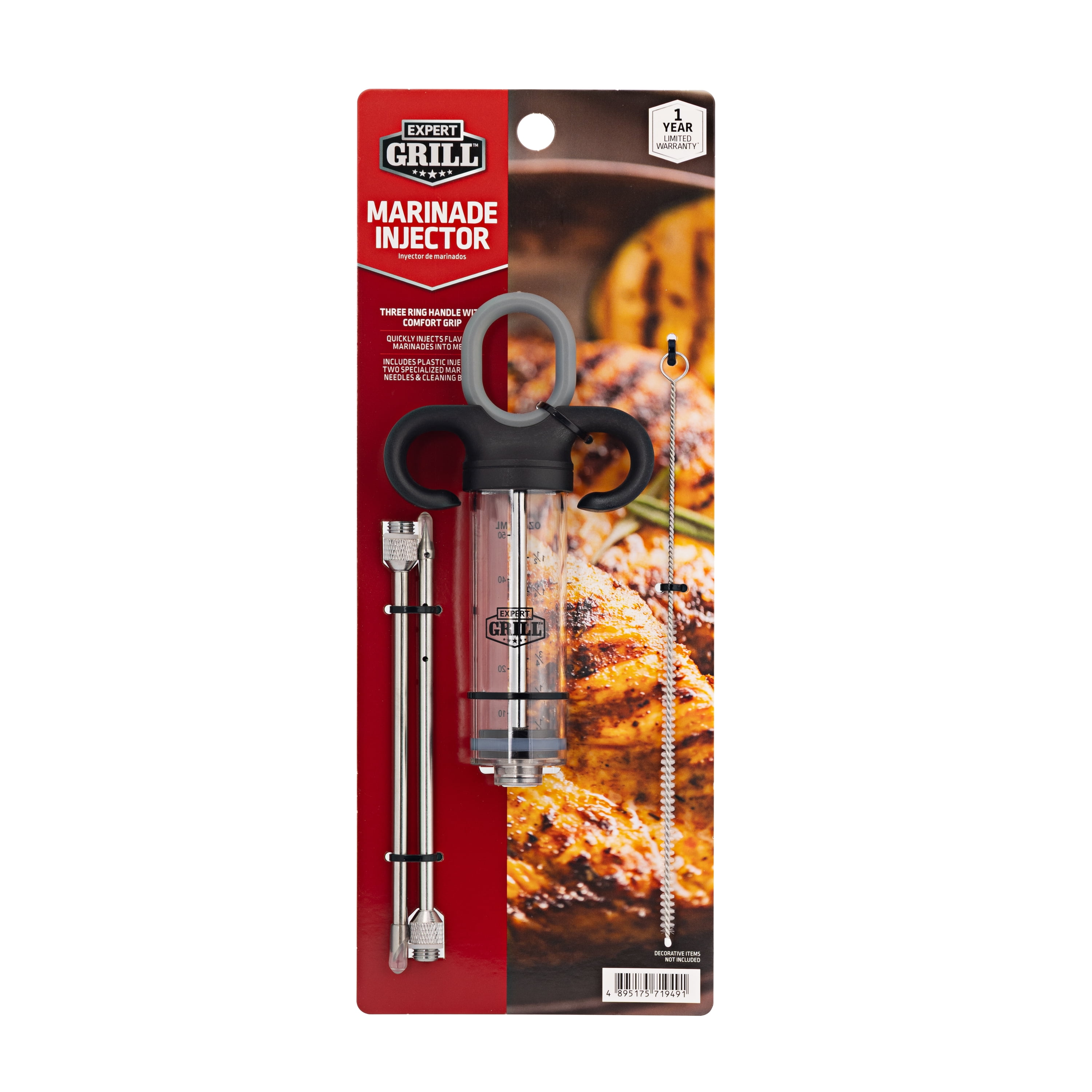 Expert Grill Stainless Steel Meat Injector Syringe Kit with 2 Marinade Needles