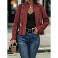 thumbnail image 6 of Women'S Faux Suede Jackets Fall Casual Long Sleeve Stand Collar Open Front Cropped Blazer Jacket Coat Red S, 6 of 7