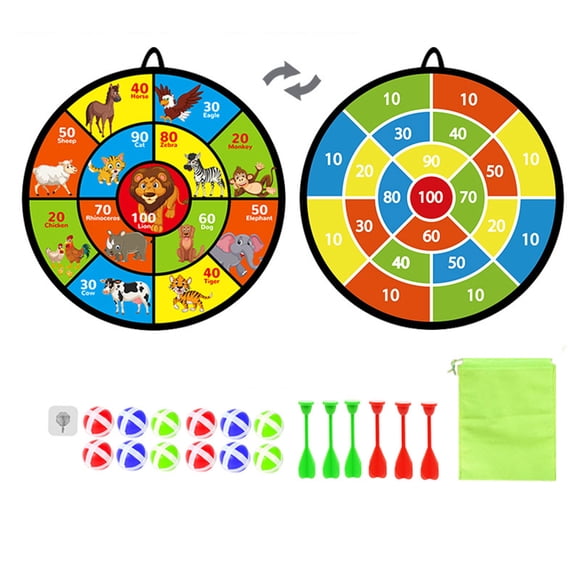 29-Inch Dart Board for Kids, Double-Sided Traditional Dartboard and Ring Patterns, Hand-Eye Coordination Training, Soft Fabric Dart Board for Safe Indoor Outdoor Fun