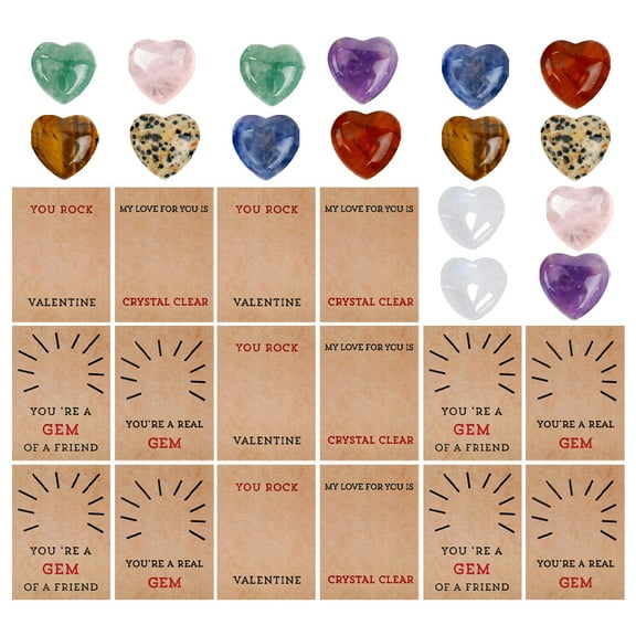 1 Set of Valentine Cards with Heart Shape Crystals Set Valentine Exchange Cards Classroom Party Favors