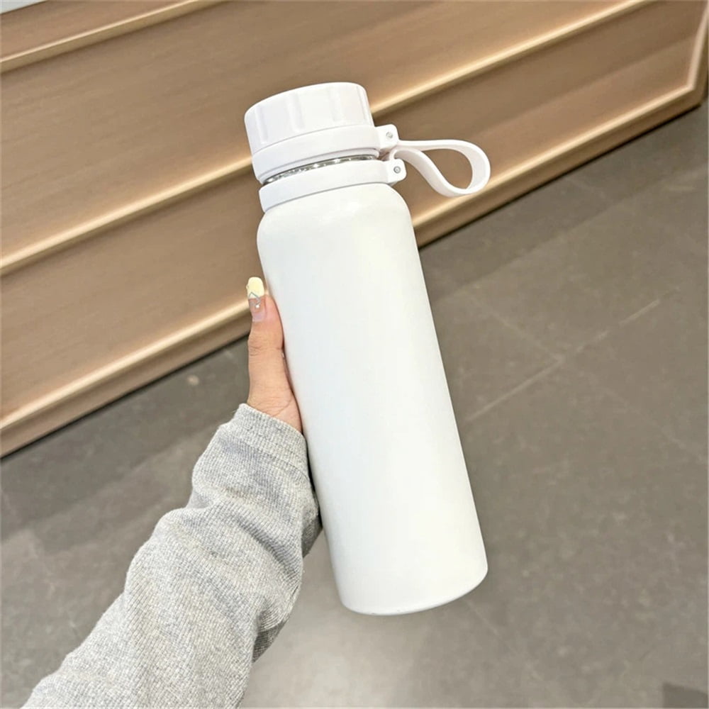 Insulated 30 oz Water Bottle - Leak-Proof for Quick Hydration - Keeps Drinks Cold - for Travel or Gym - White