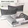 thumbnail image 6 of Flymme Grey and White Comforter Set King Size Bed in a Bag 7 Piece Striped Bedding Set All Season Boho Comforter Set with Sheets for Teen Man Women, 6 of 7