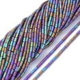 thumbnail image 1 of Electroplate Frosted Glass Beads Strands Full Plated Column Multi-color Plated 4.5~5x2.5mm Hole: 0.8mm about 75pcs/Strand 14.17 inch(36cm), 1 of 4