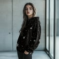 thumbnail image 2 of COEQINE Oversized Sweatshirts Pullover Long Sleeves Women's Hoodies Loose Comfy Fit Cozy Crewneck Sweatshirt Casual Wear Hooded Sweatshirt Fashion Y2K Hooded Women Snowflake Black, S, 2 of 7