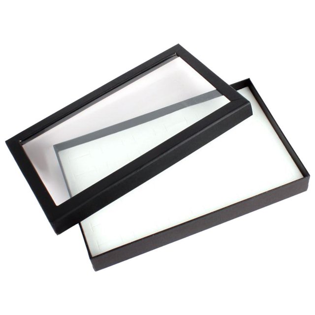 kurtrusly Stackable Jewelry Tray Multipurpose Portable Velvet for Rings Earring Bangle white 36 hole ring box 1Set