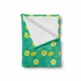thumbnail image 2 of Summer Soft Flannel Fleece Throw Blanket, Pattern of Halved and Whole Lemons Citrus, Cozy Plush for Indoor and Outdoor Use, 50" x 60", Yellow Shamrock Green, by Ambesonne, 2 of 6