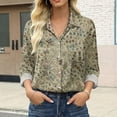 thumbnail image 2 of Womens Tops Retro Floral Print Long Sleeve Satin Shirt Spring Summer Shirts for Women Beige L, 2 of 9