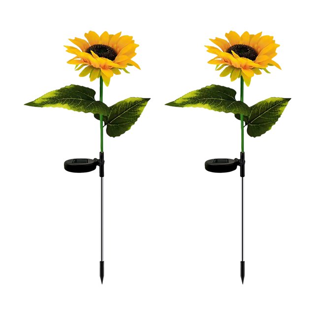 2PCS LED Luces solares en forma de girasol Luces solares de estaca Irfora traje de lámpara solar