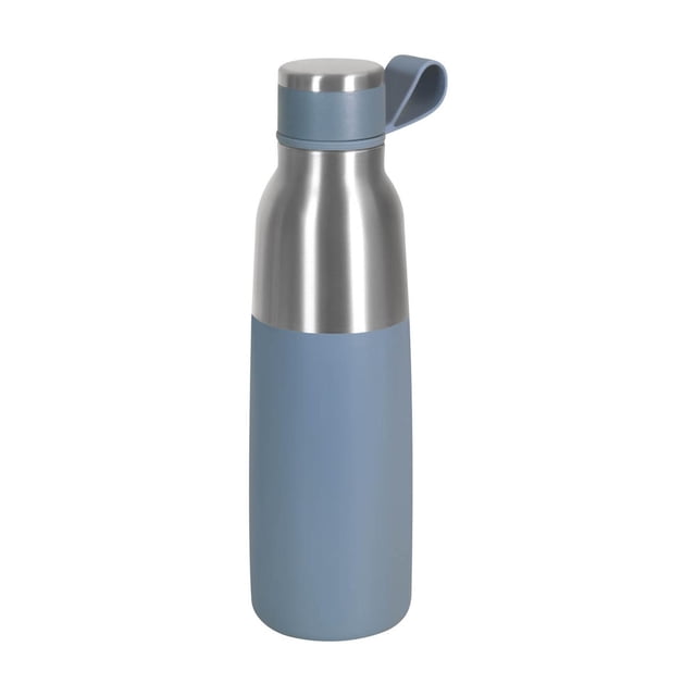 Termo acero inoxidable con tapa rosca y asa silicón-circle azul 7.3 x 25