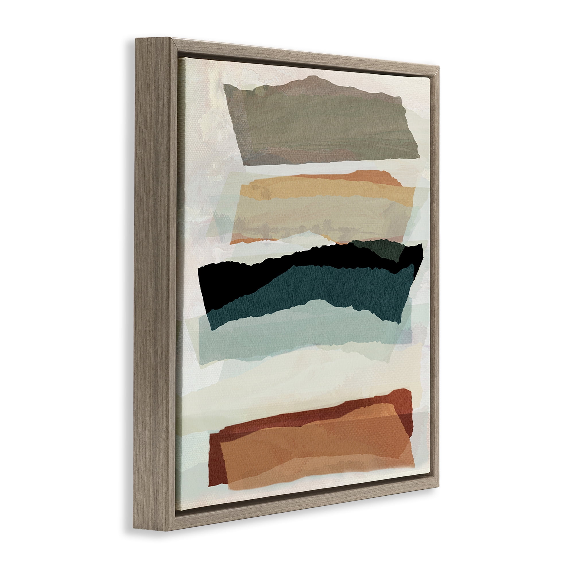 Stupell Industries Southwestern Layered Shapes Abstract Painting Brown Floater Framed Canvas Art Print Wall Art, 25 x 25