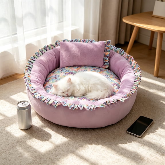Dmlowu Cozy Dog Bed for Medium Size Dogs, Warm Soft Cat Bed with Thickened Cushion, Round Donut Sleeping Dog Beds for Indoor Outdoor, Machine Washable