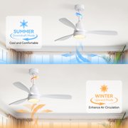 Sofucor Ceiling Fan 48 White Modern LED Ceiling Fan with Remote Control
