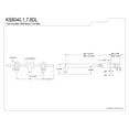 thumbnail image 5 of Kingston Brass KS8041DL Concord Two-Handle Wall Mount Roman Tub Faucet, Polished Chrome, 5 of 7
