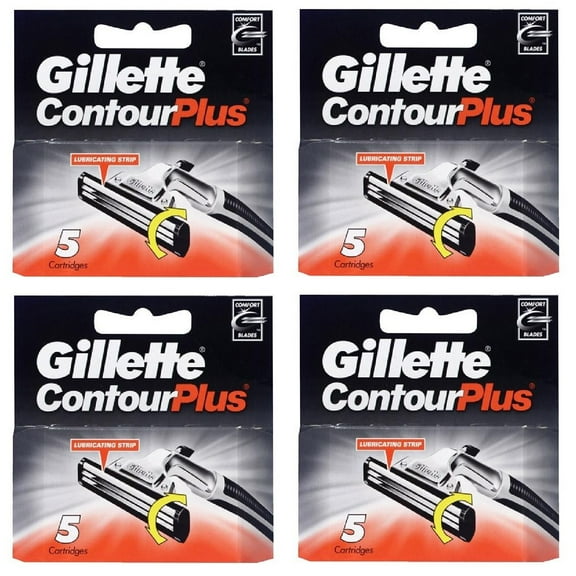 Gillette Contour Plus (same as Atra Plus) Refill Blade Cartridges, 5 Count (Pack of 4)