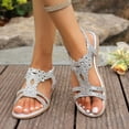 thumbnail image 5 of Hinvhai Rhinestone Sandals for Women Dressy Casual Summer Flat Casual Dress Sandal Sparkly Beach Wedding Bride Sandals Silver 9.5(43), 5 of 9
