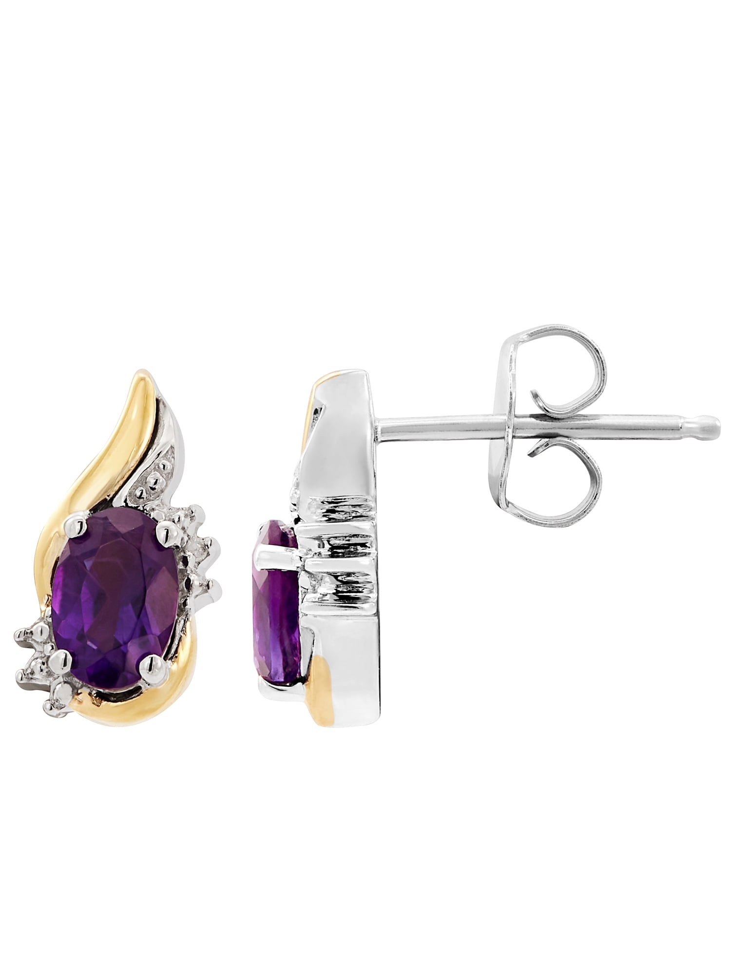 Amethyst Crystal Earrings with Accent Beads, Hypo-Allergenic Earring W