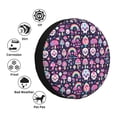 thumbnail image 4 of Salouo cute Skull rainbow mushroom Print Spare Tire Cover 14-17 inch Spare Tire Protector Universal Tough Tire Wheel Cover for Trailer SUV and Truck-15 inch, 4 of 6