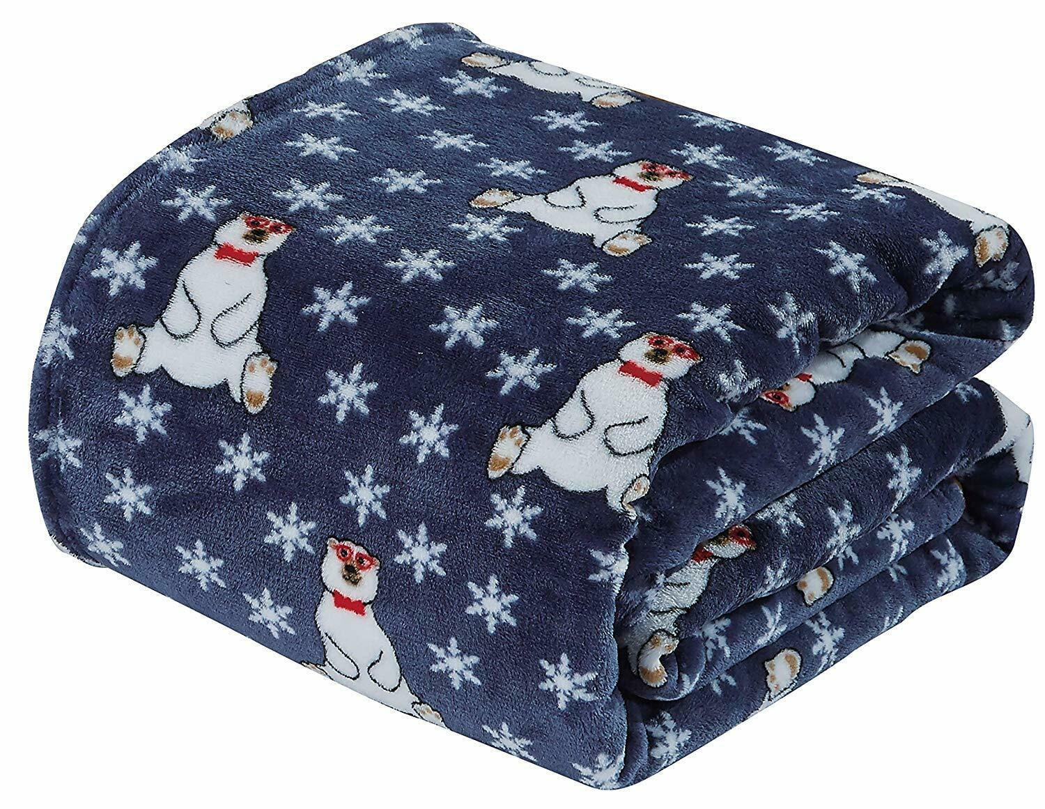 Ultra Soft & Cozy Oversized Christmas Navy Polar Bear Plush Throw