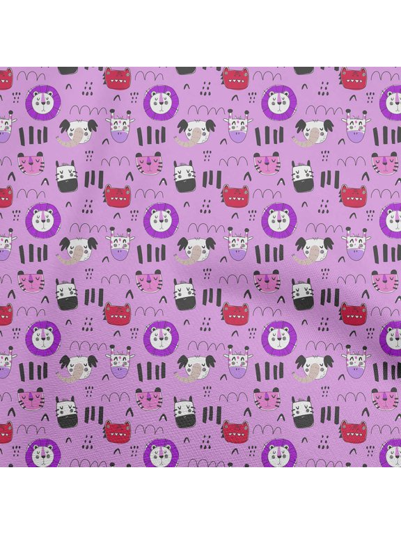 GeorgetteViscosePurpleFabricKidsAnimalQuiltingSuppliesPrintSewingFabricByTheYard42InchWide
