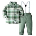 thumbnail image 2 of LYHaoo Boys Outfits & Sets Stylish Long Sleeve Checkered Shirt And Suspender Pants Set For Young Gentlemen For And Everyday Wear Boys Clothing Sets Sizes (12-18 Months), 2 of 7
