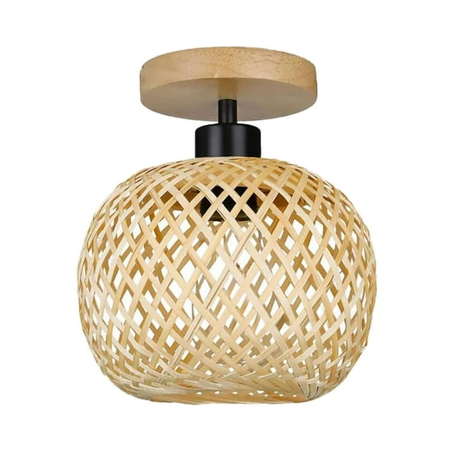 Bamboo Desk Lamp with No Bulb Floor Lights Kitchen E26 Bohemian Pendant Lamp