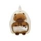 thumbnail image 3 of Mochila de capibara, bonita y práctica, con cremallera suave, ligera y de peluche de dibujos animados. Blanco, 3 of 9